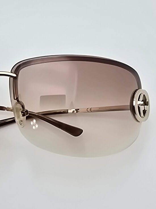 *SOLD* Gucci GG2782/S Gold Frame Brown Gradient Lens Semi-Rimless Sunglasses - Picture 14 of 15